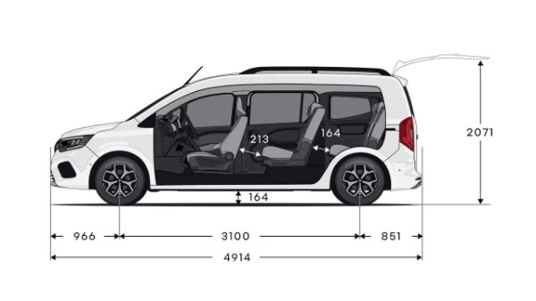 vehicle dimensions - modular layout - Renault Grand Kangoo
