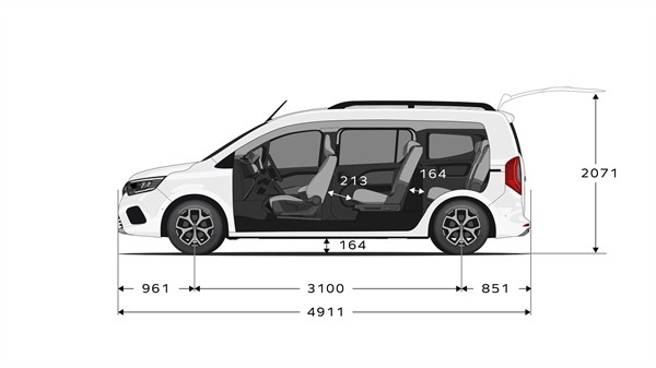 vehicle dimensions - modular layout - Renault Grand Kangoo
