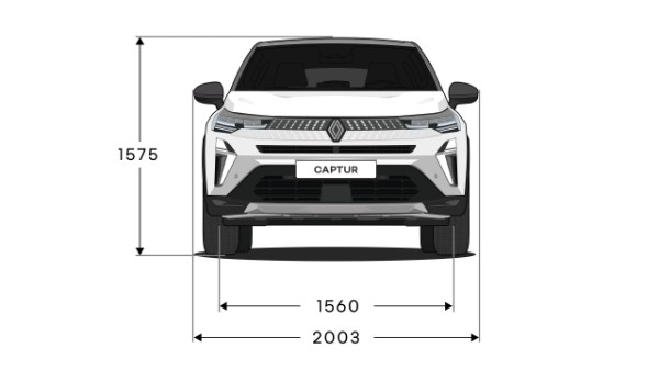 Rear end dimensions - Renault Captur full hybrid E-Tech