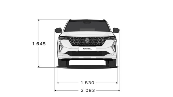 front dimensions - modular design - Renault Austral full hybrid E-Tech 
