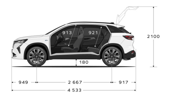  interior dimensions - modular design - Renault Austral full hybrid E-Tech 