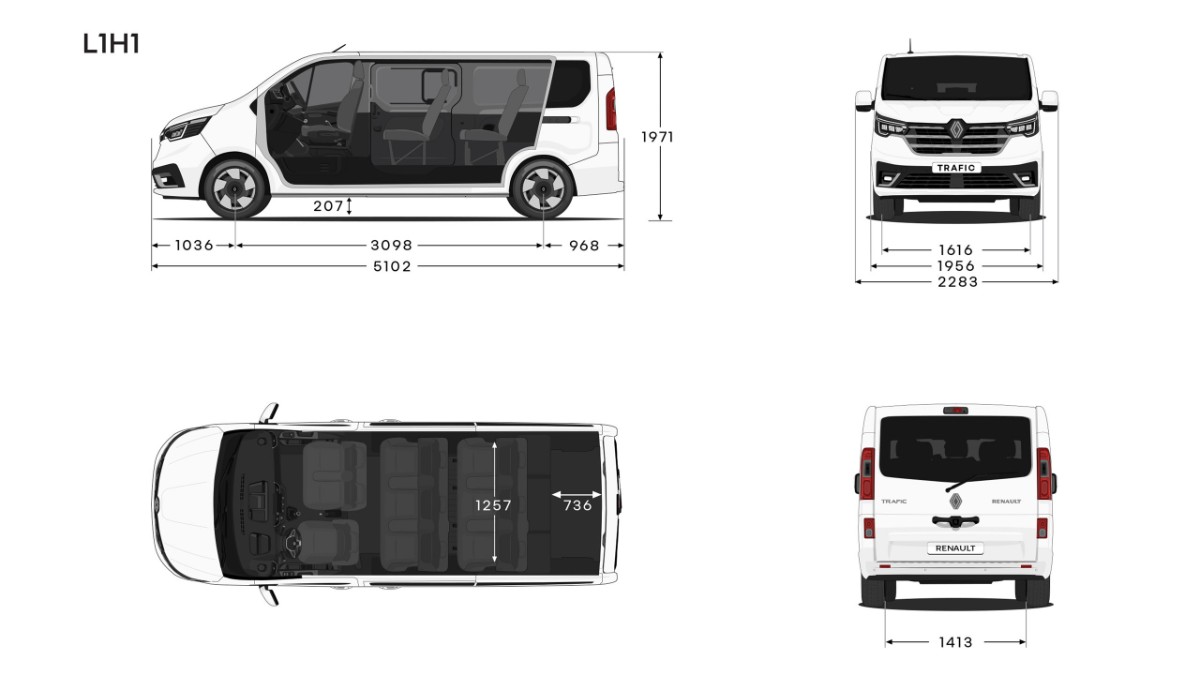 Renault Trafic Passenger - dimensions L1